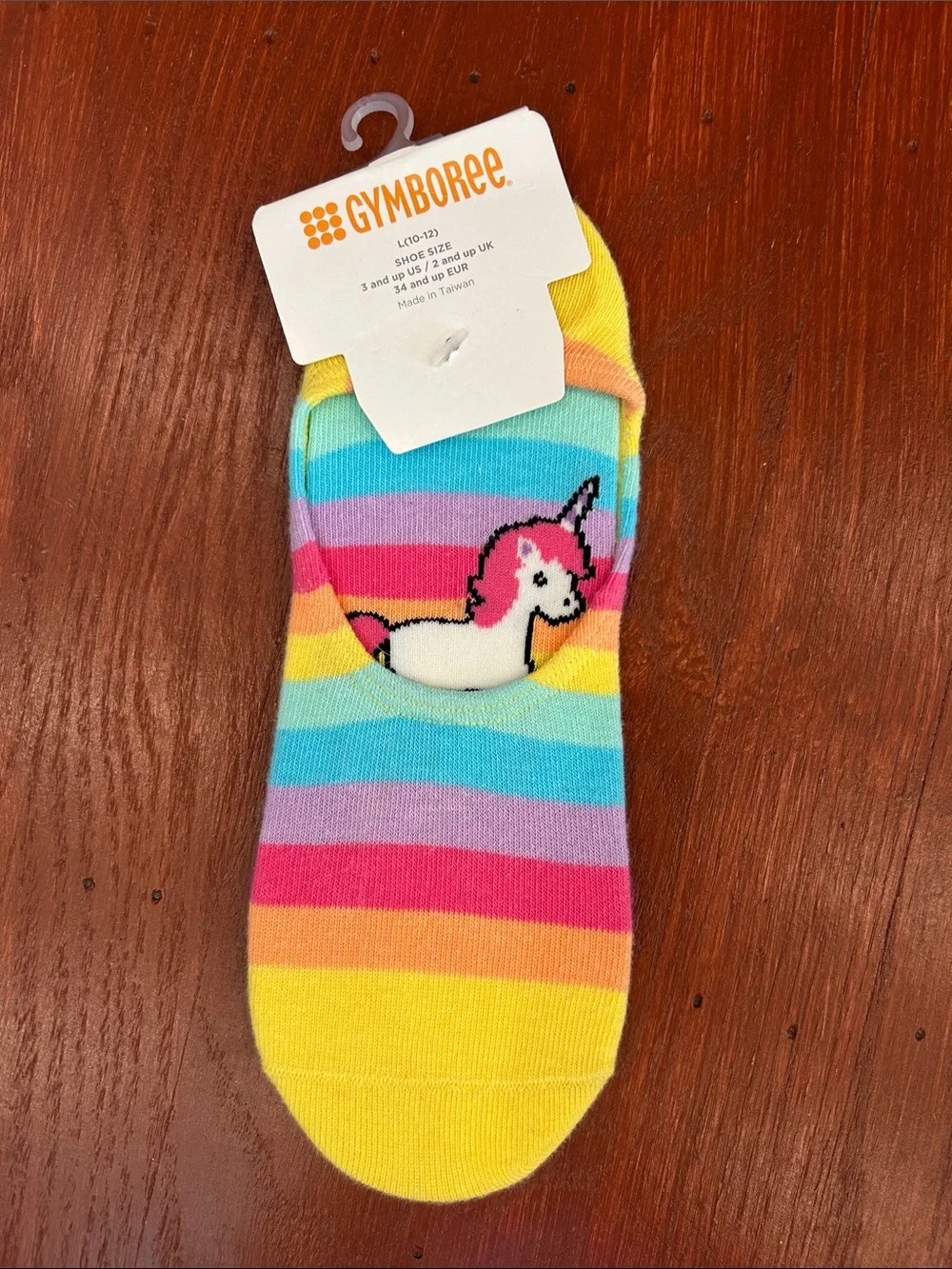 Gymboree Rainbow Stripe No-Show Socks with Unicorn - Yellow, Pink, Blue